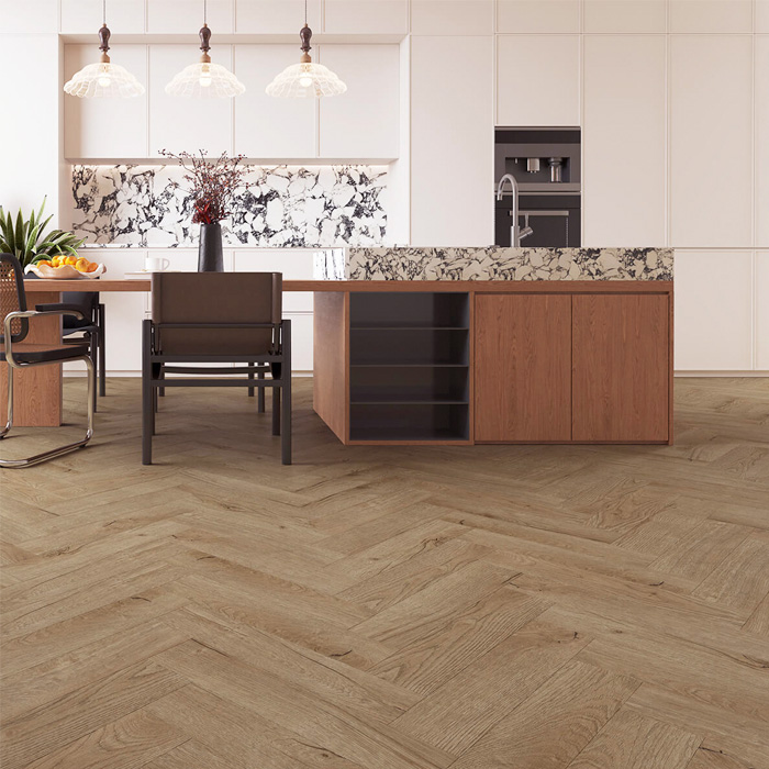 Aspen oak-effect click luxury vinyl floor tiles